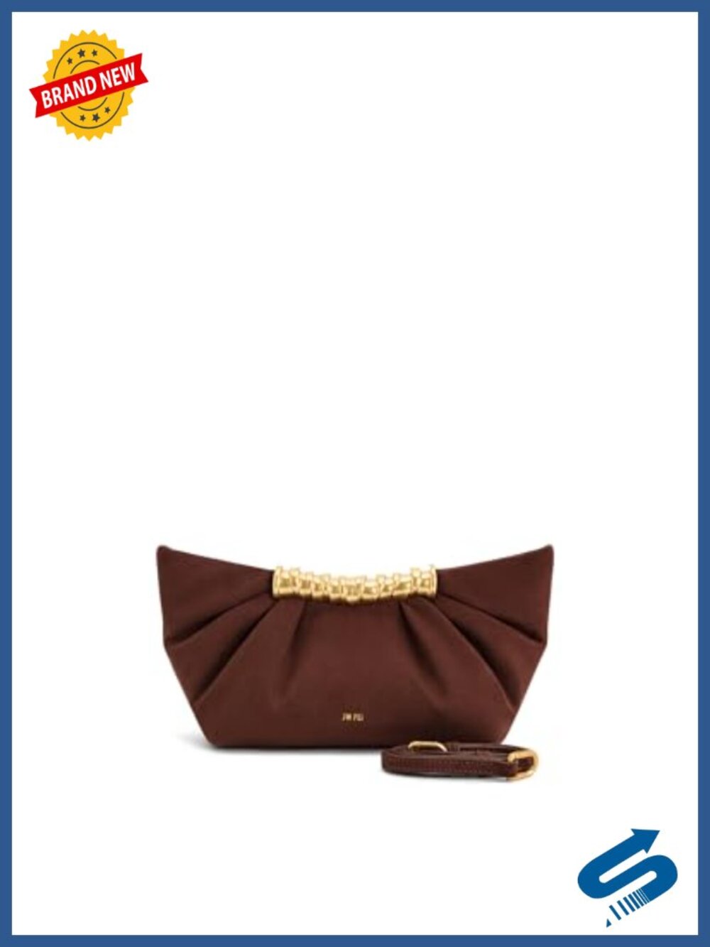 Pleated Faux Suede Clutch Crossbody Bag with Adjustable Strap